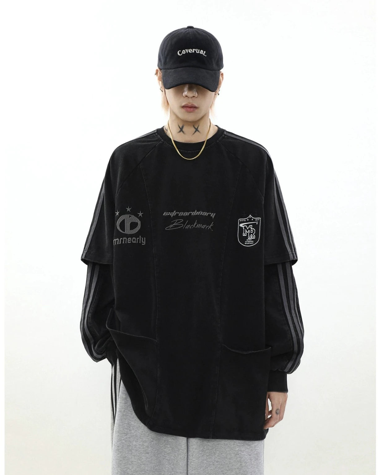 【ランキング】double fake two-piece tops BZ11745