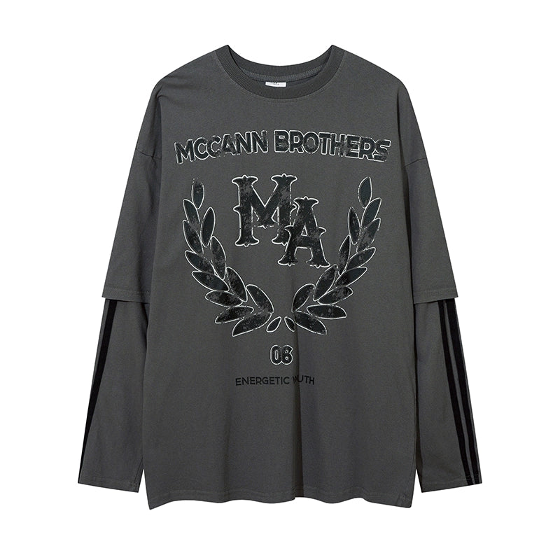 two piece line street logo long T shirt BZ11911