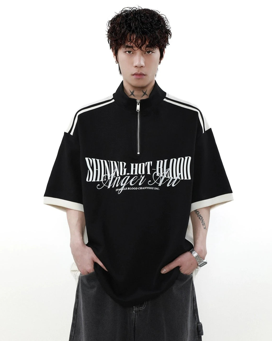 ショルダーラインジップTシャツ BZ11937