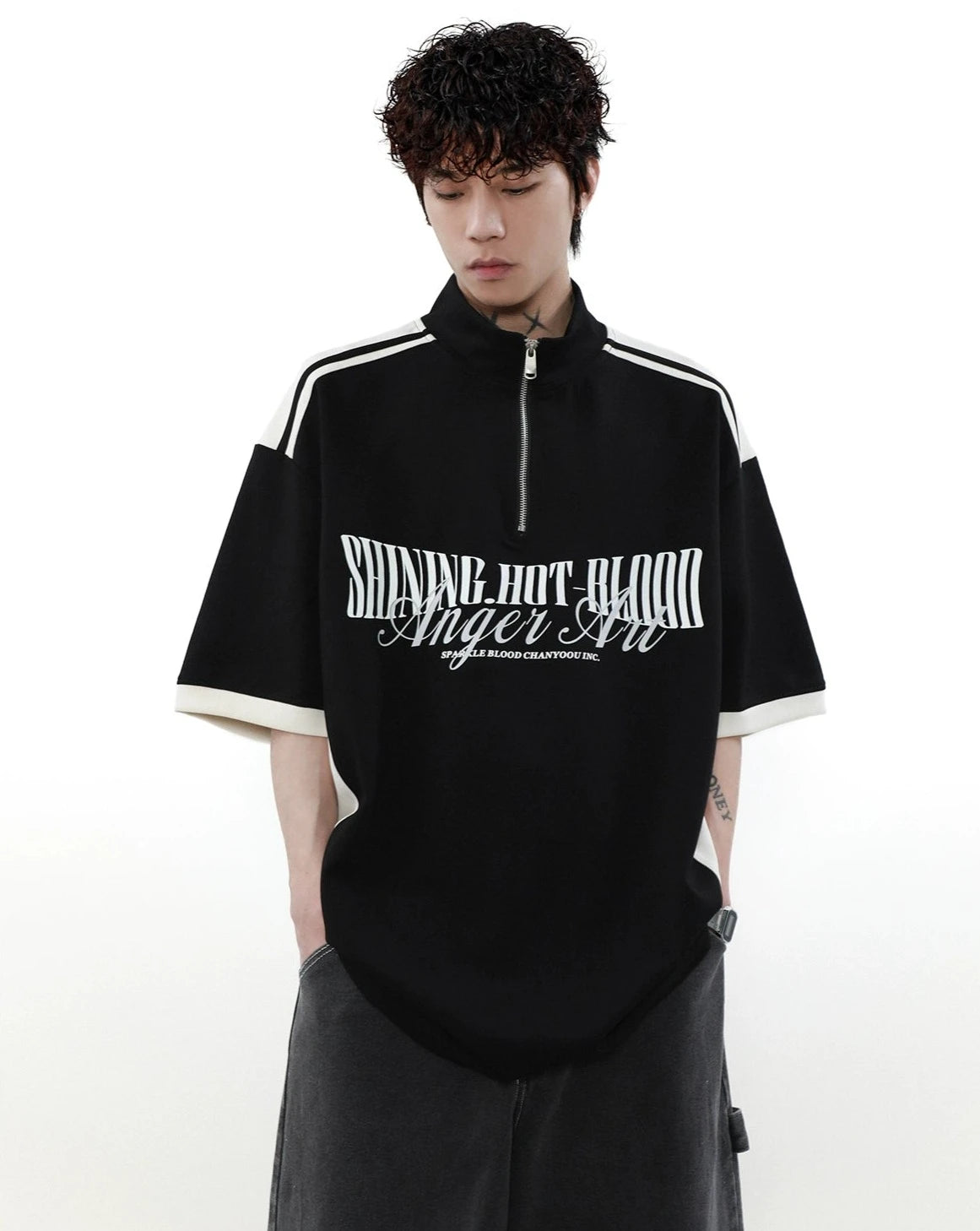 ショルダーラインジップTシャツ BZ11937