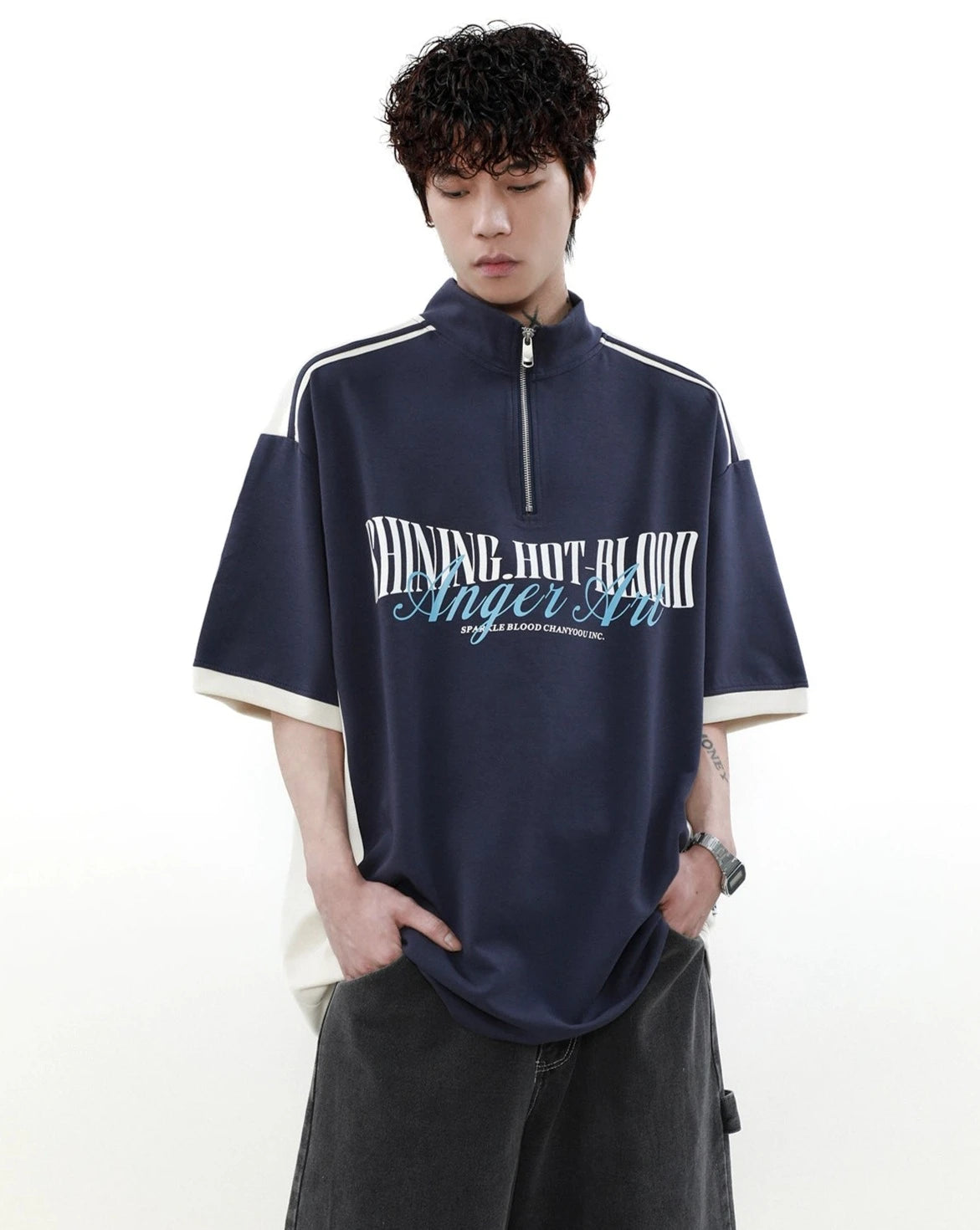 ショルダーラインジップTシャツ BZ11937
