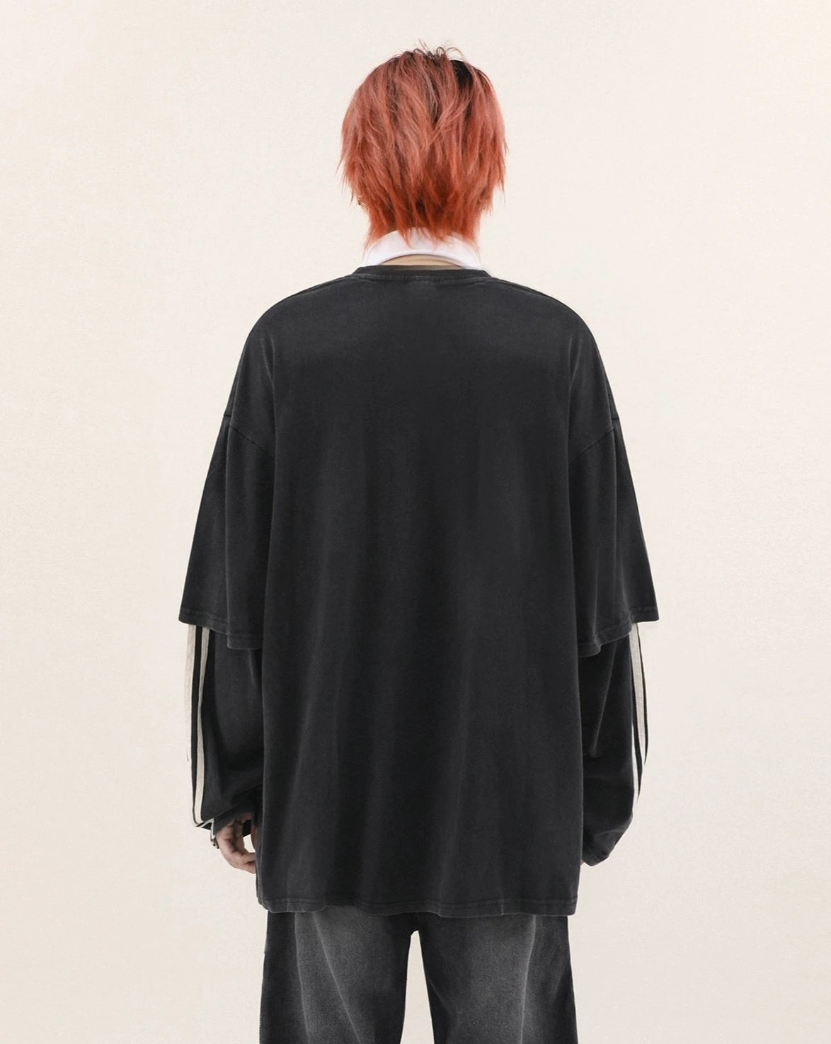 two piece line street logo long T shirt BZ11911