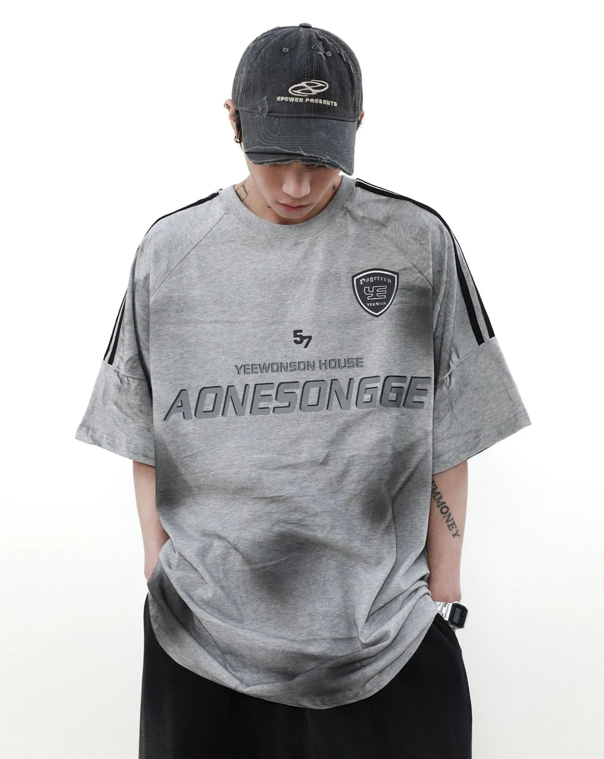 【ランキング】shoulder line patch T shirt BZ11922