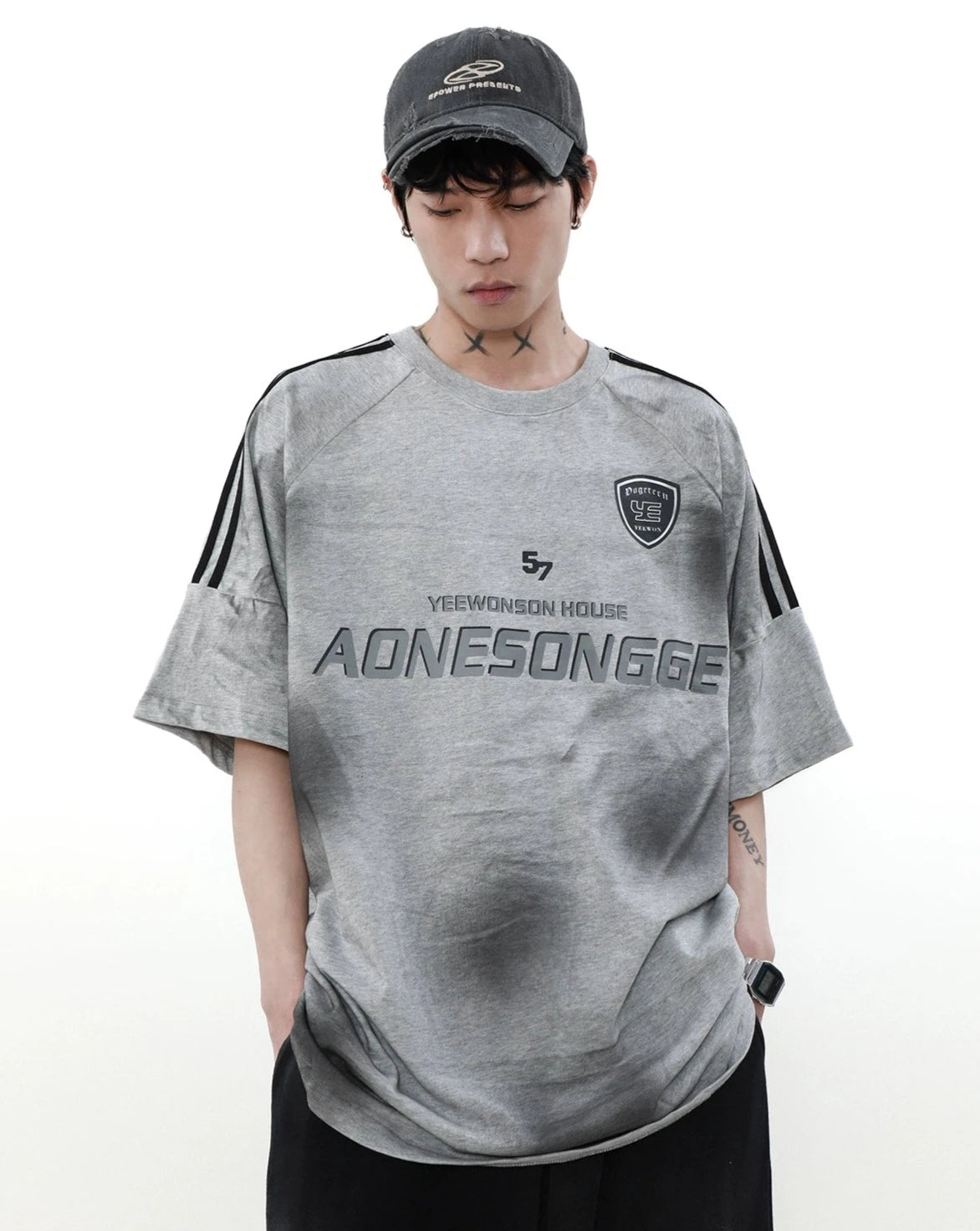 【ランキング】shoulder line patch T shirt BZ11922
