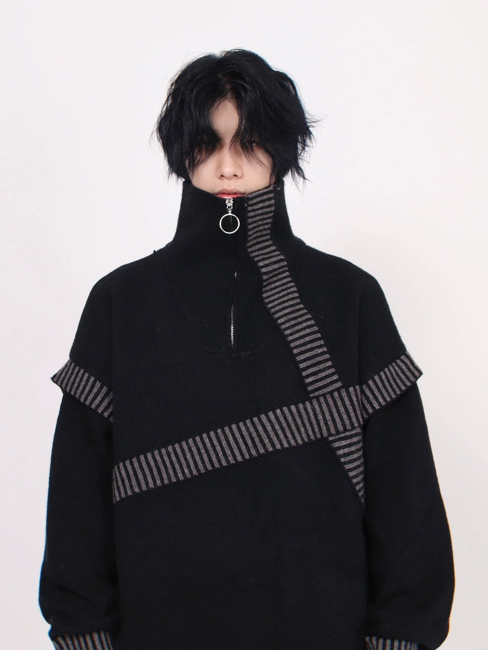 ハーフジップデザインルーズセーター BZ11791