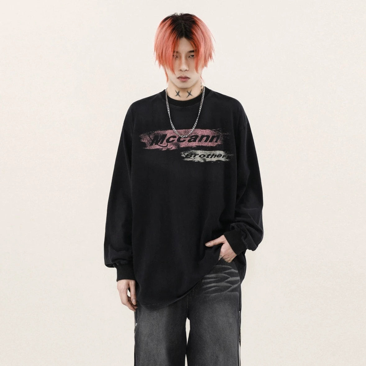 バックビックプリントロングTシャツ BZ11750