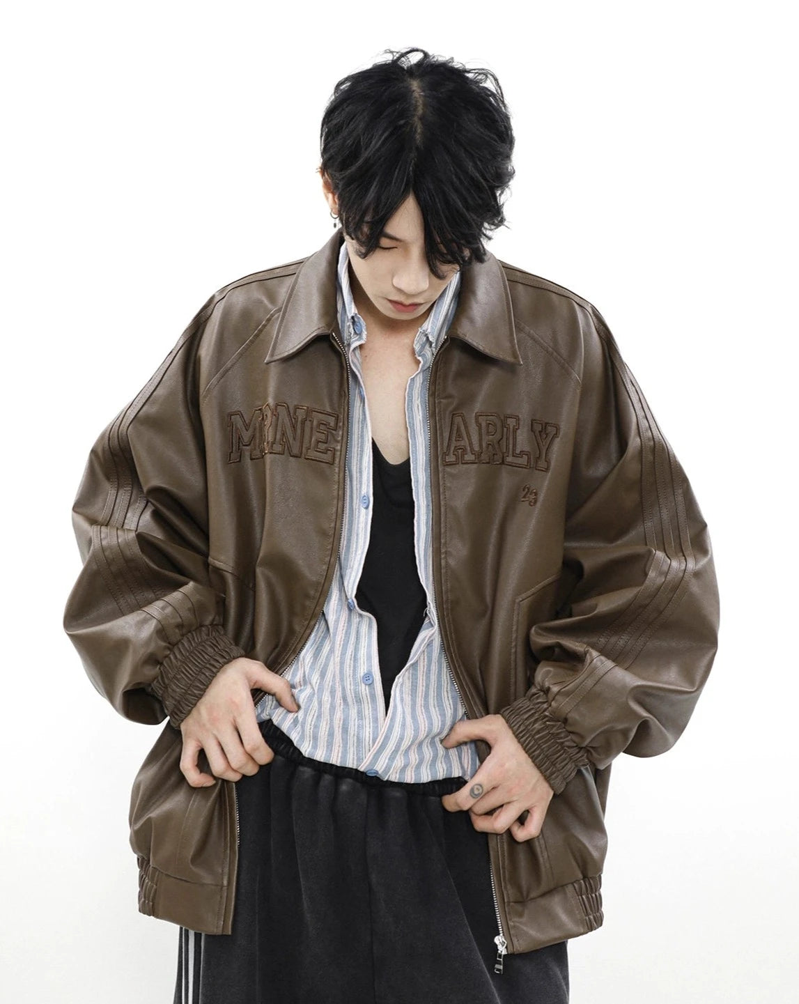 nuance line curler leather jacket BZ11896