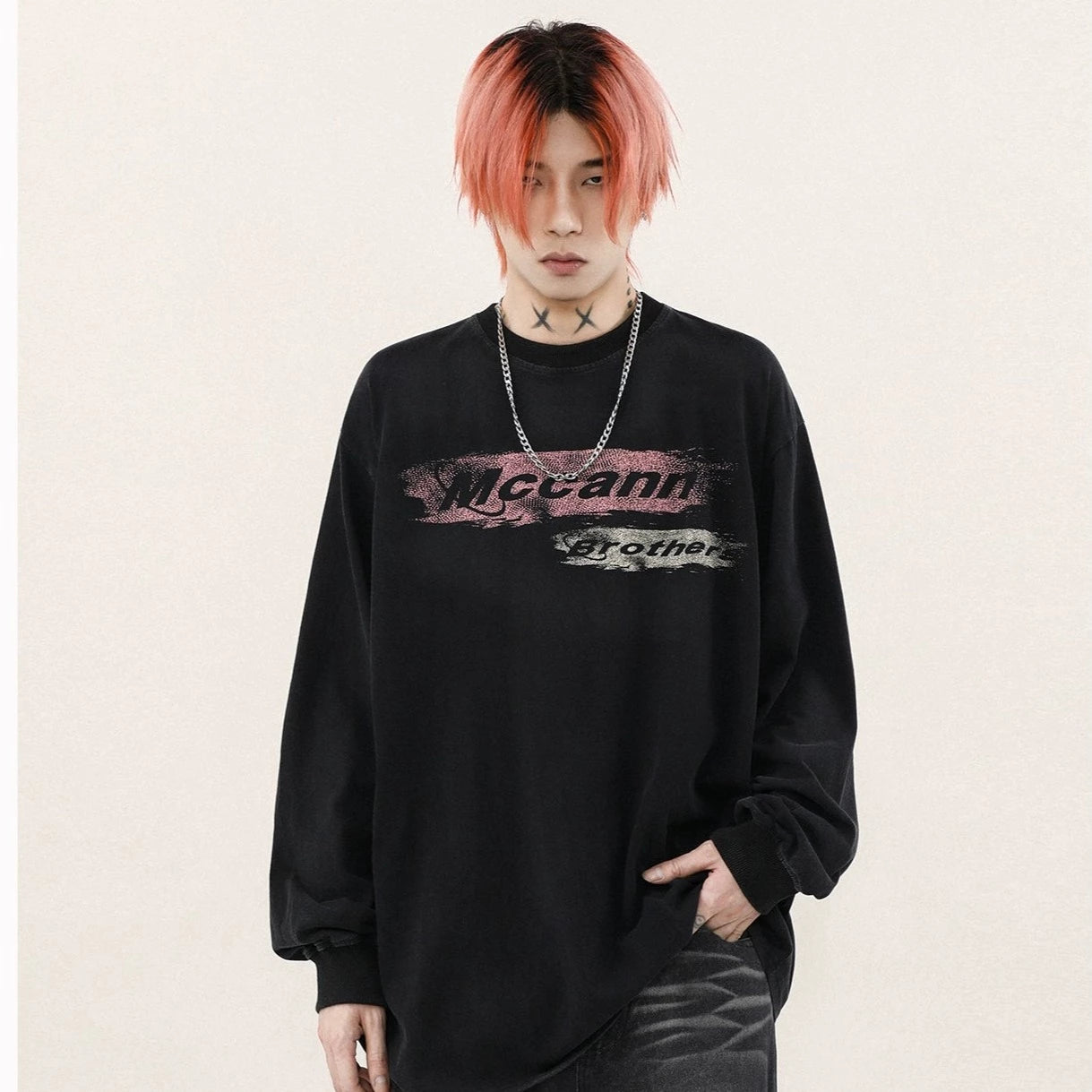 バックビックプリントロングTシャツ BZ11750