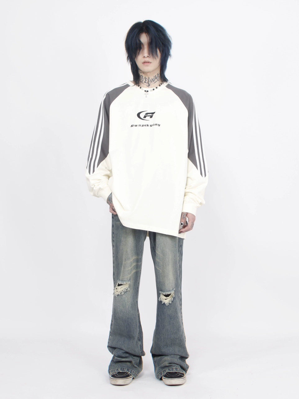 コントラストラインロングTシャツ BZ11799