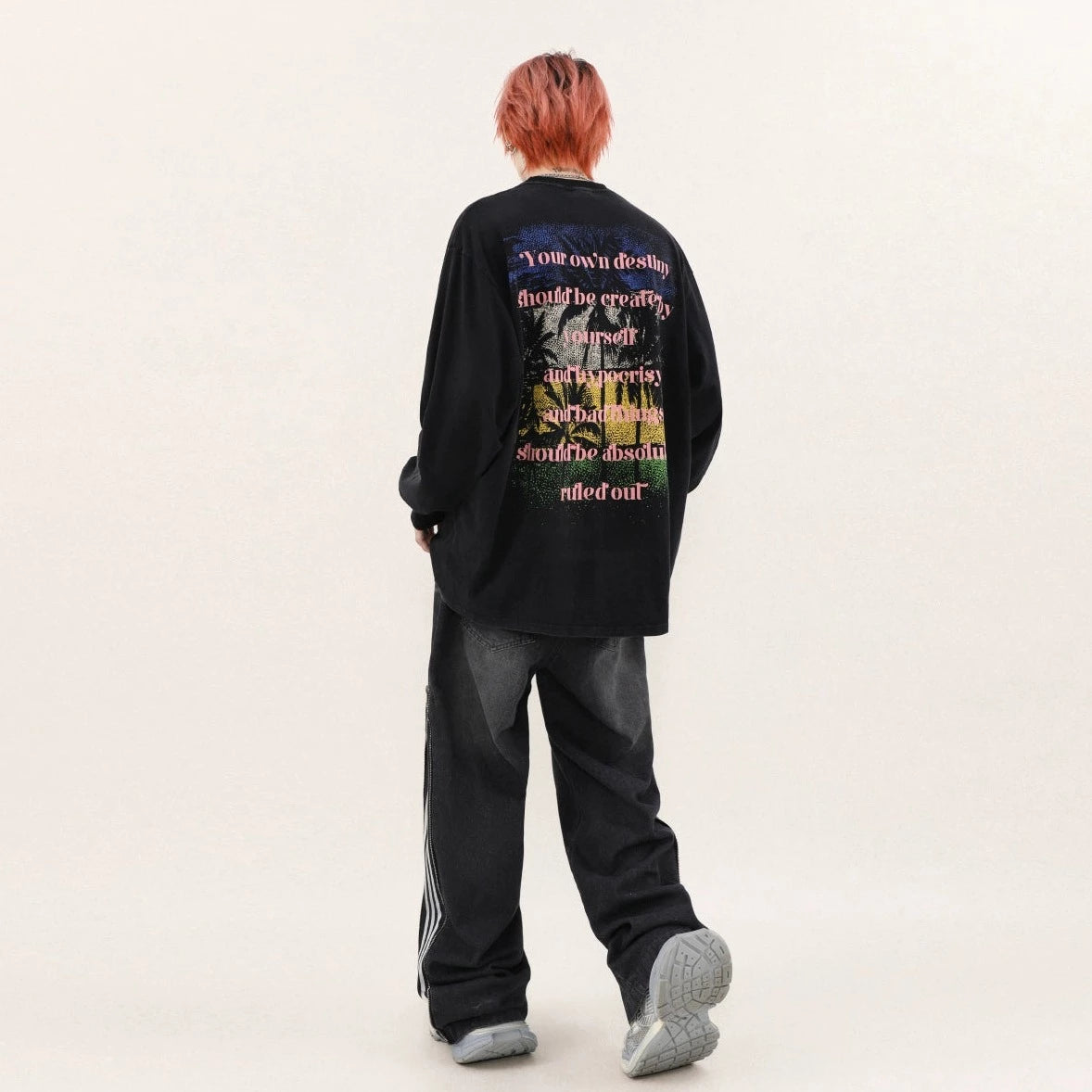 バックビックプリントロングTシャツ BZ11750