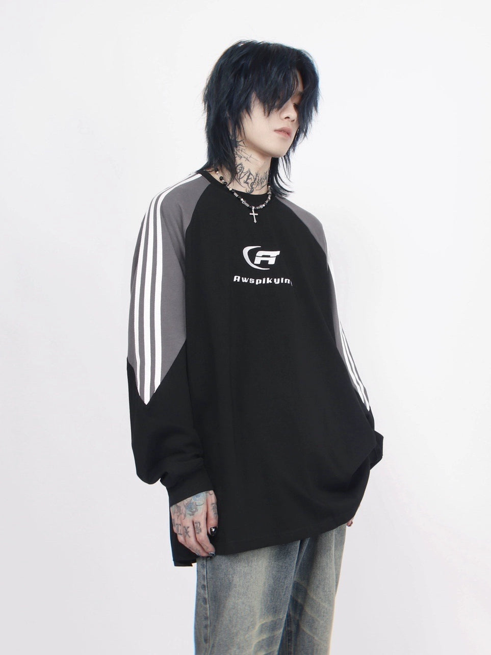 コントラストラインロングTシャツ BZ11799